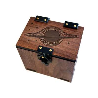 MTG Deck Box Edge of Eternities Theme, Solid Walnut Wood, Handmade Magic the Gathering EDH Commander 100+ Sleeved Cards